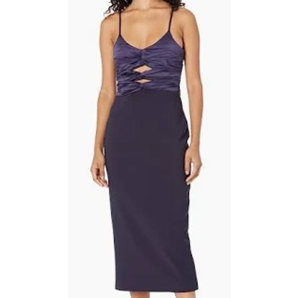 34. LIKELY NWOT $298 Navy Cocktail Dress Front Knot Bodice - Picture 1 of 6